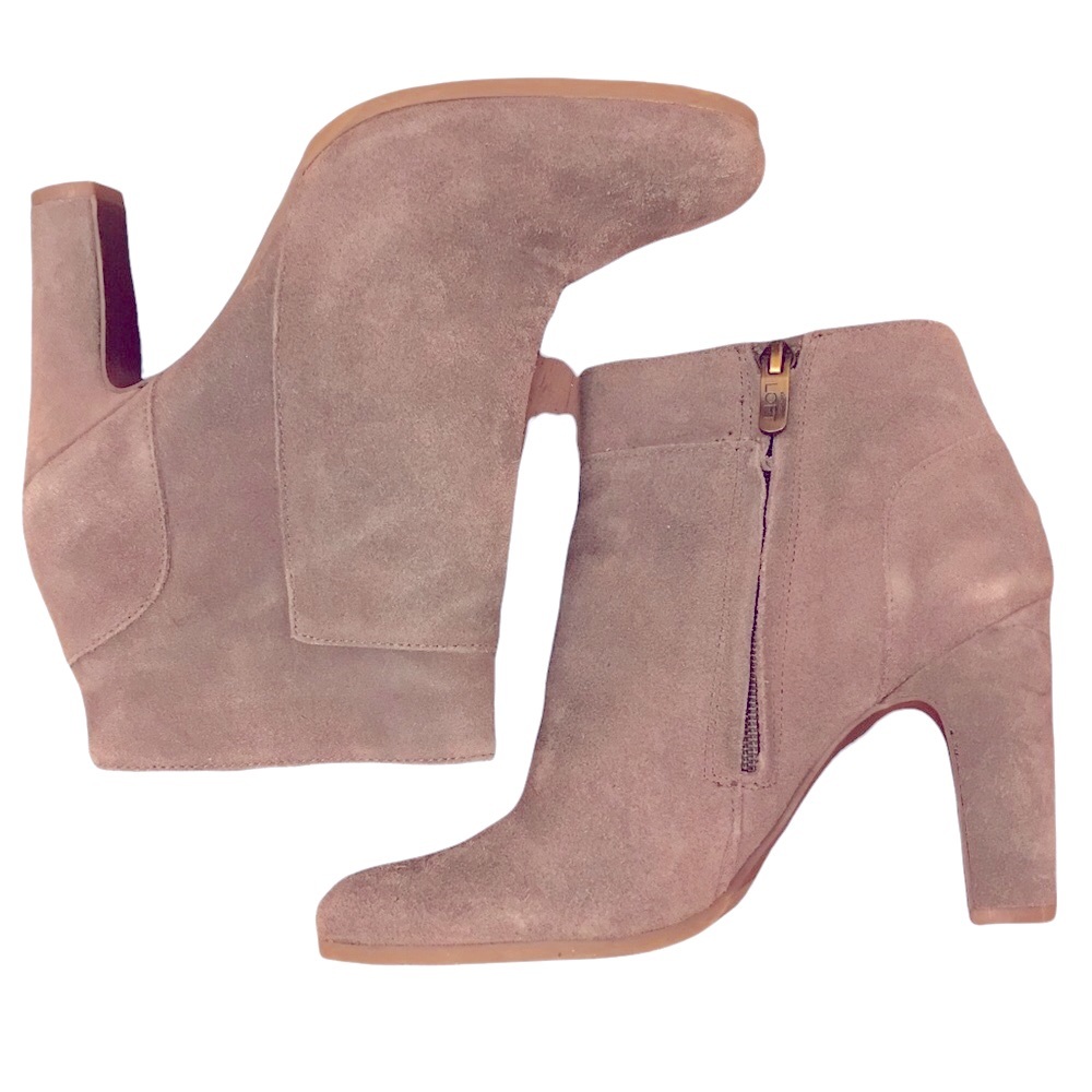 Loft gray suede zip up ankle boots size 6.5
